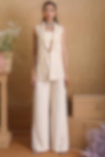 Beige Embellished Pant Set by Nayantara Couture at Pernia's Pop Up Shop