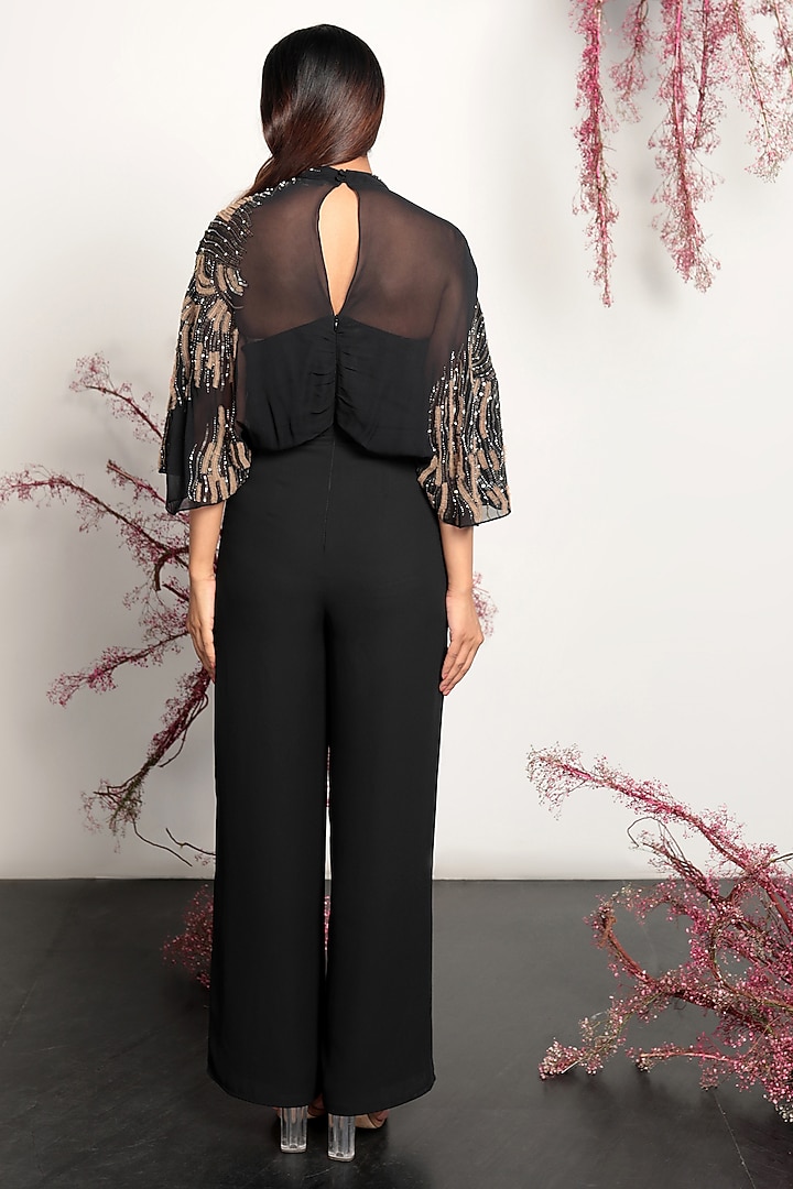 Black Embellished Jumpsuit by Nayantara Couture at Pernia's Pop Up Shop