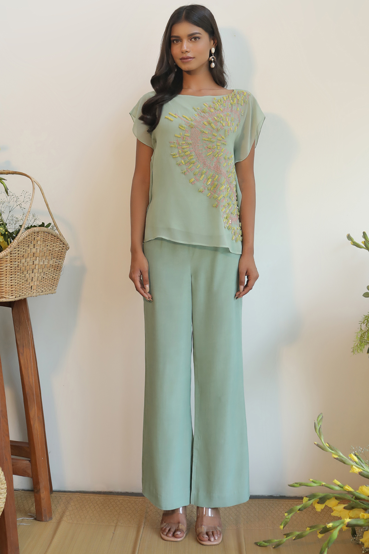 Basil Viscose Crepe Pant Set by Nayantara Couture at Pernia's Pop Up Shop