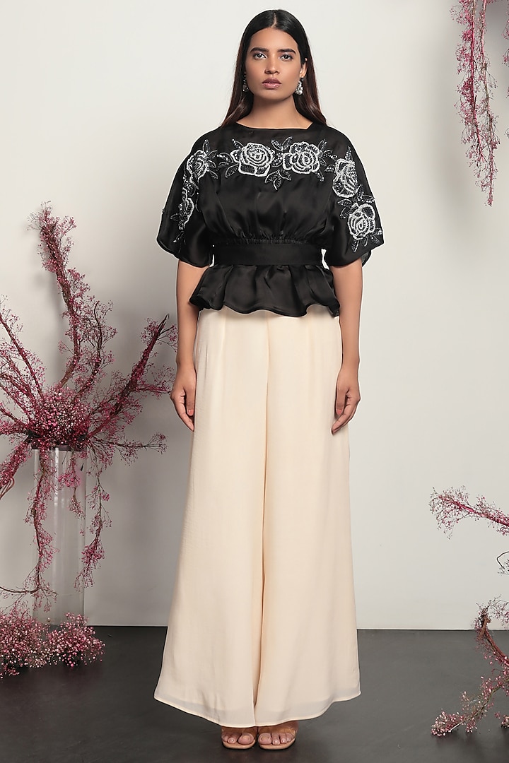 Black Embroidered Top by Nayantara Couture