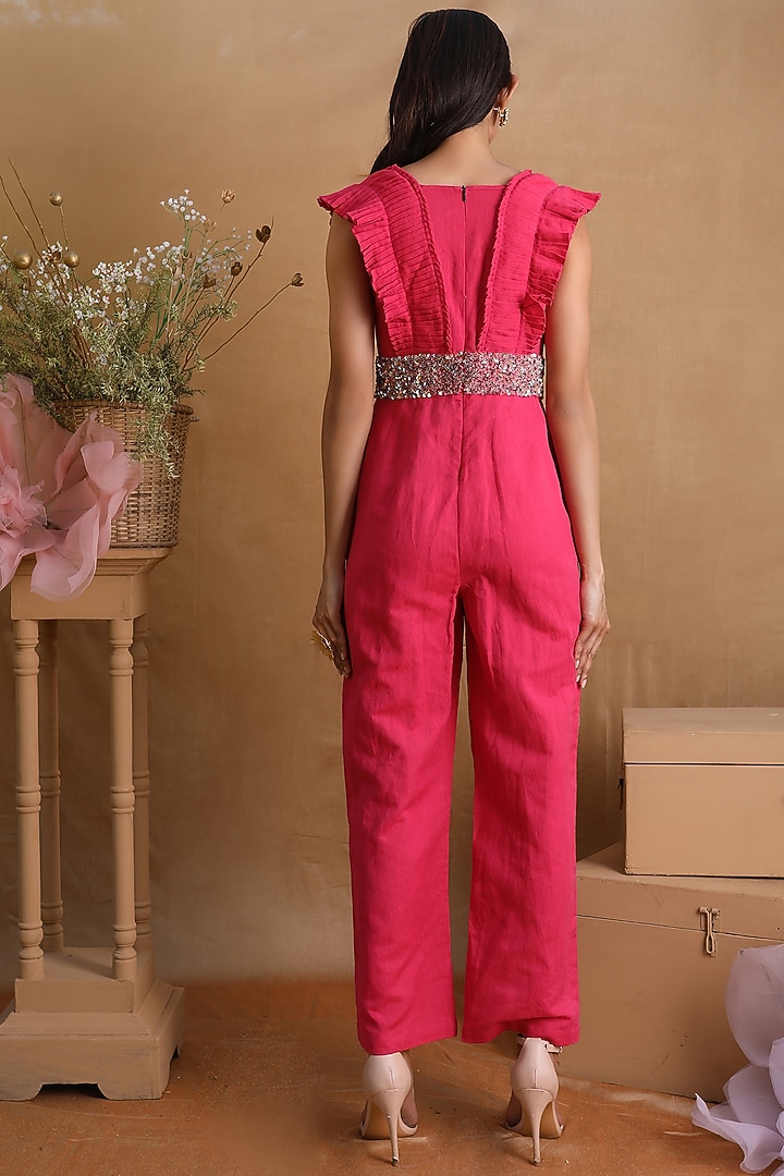 Fuchsia Floral Jumpsuit by Nayantara Couture at Pernia's Pop Up Shop