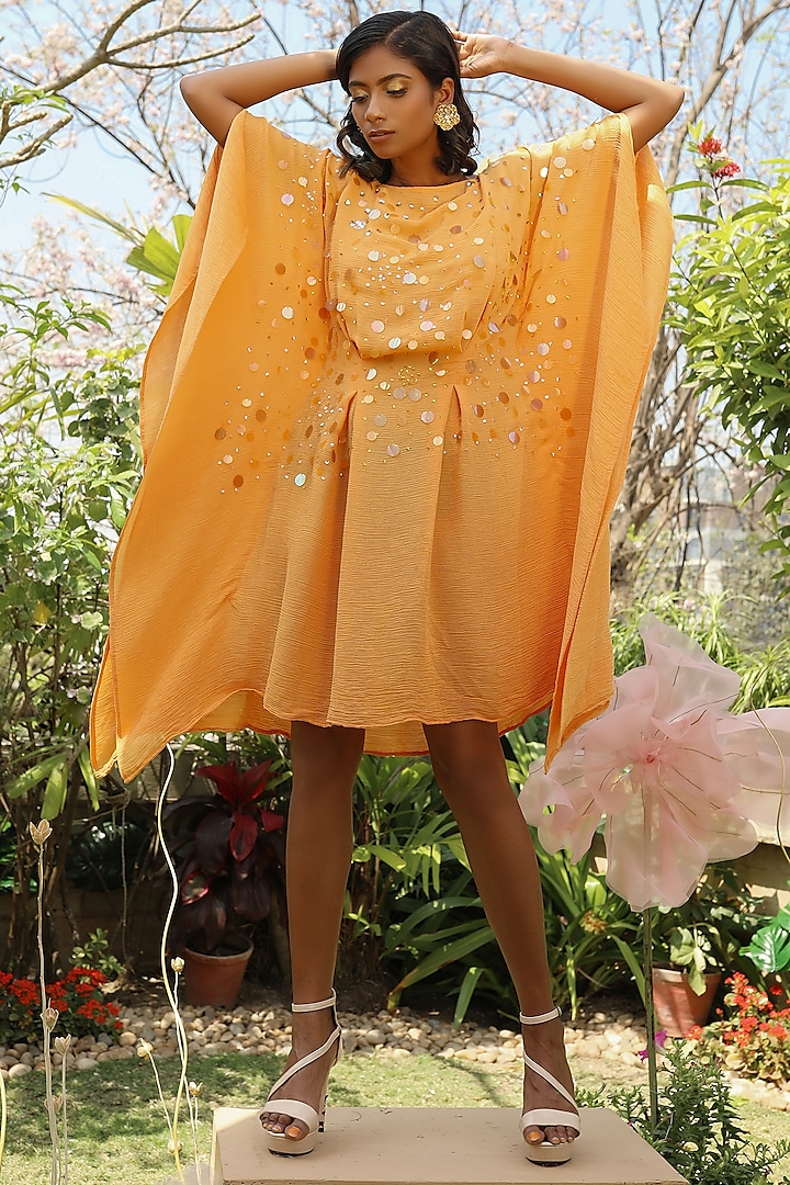 Orange Beaded Kaftan by Nayantara Couture