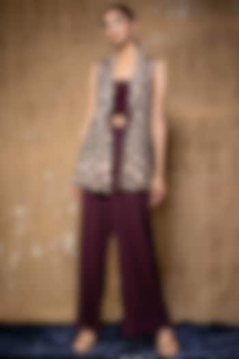 Purple Embellished Pant Set by Nayantara Couture at Pernia's Pop Up Shop