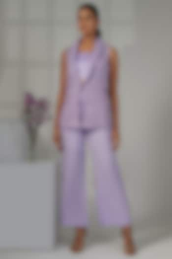 Lilac Nylon Organza Blazer Set by Nayantara Couture at Pernia's Pop Up Shop