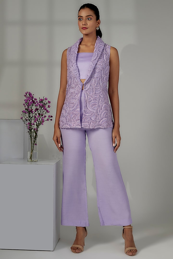 Lilac Nylon Organza Blazer Set by Nayantara Couture at Pernia's Pop Up Shop