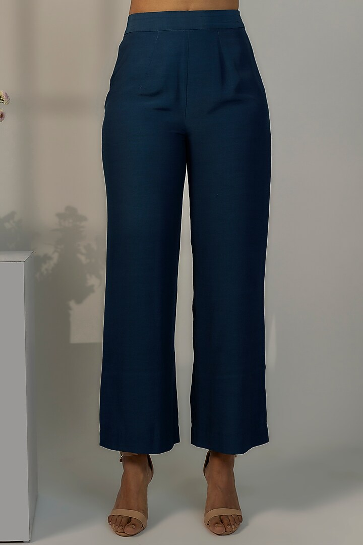 Navy Blue Viscose Crepe Jacket Set by Nayantara Couture at Pernia's Pop Up Shop