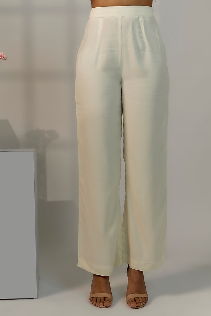 Ivory Viscose Crepe Jacket Set by Nayantara Couture at Pernia's Pop Up Shop