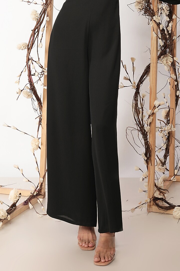 Black Embroidered Flared Jumpsuit by Nayantara Couture at Pernia's Pop Up Shop