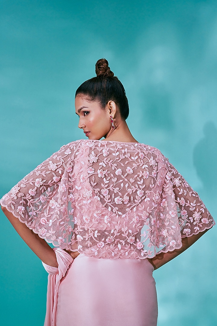 Powder Pink Satin Wedding Saree Set
 by Nayantaara at Pernia's Pop Up Shop