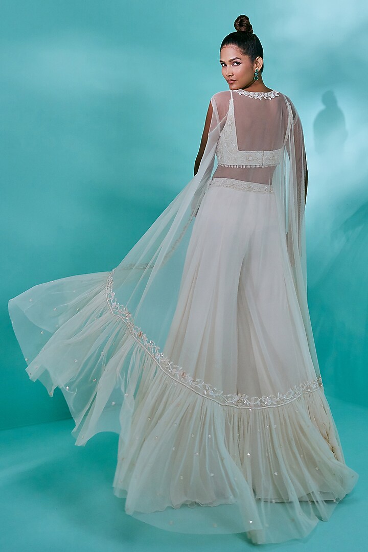 Cream Net Gathered Cape Set by Nayantaara at Pernia's Pop Up Shop
