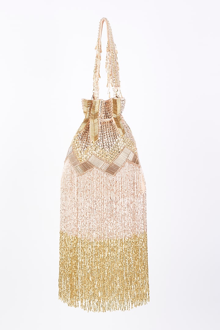 Rose Gold & Gold Beaded Potli by Nayaab by Sonia at Pernia's Pop Up Shop