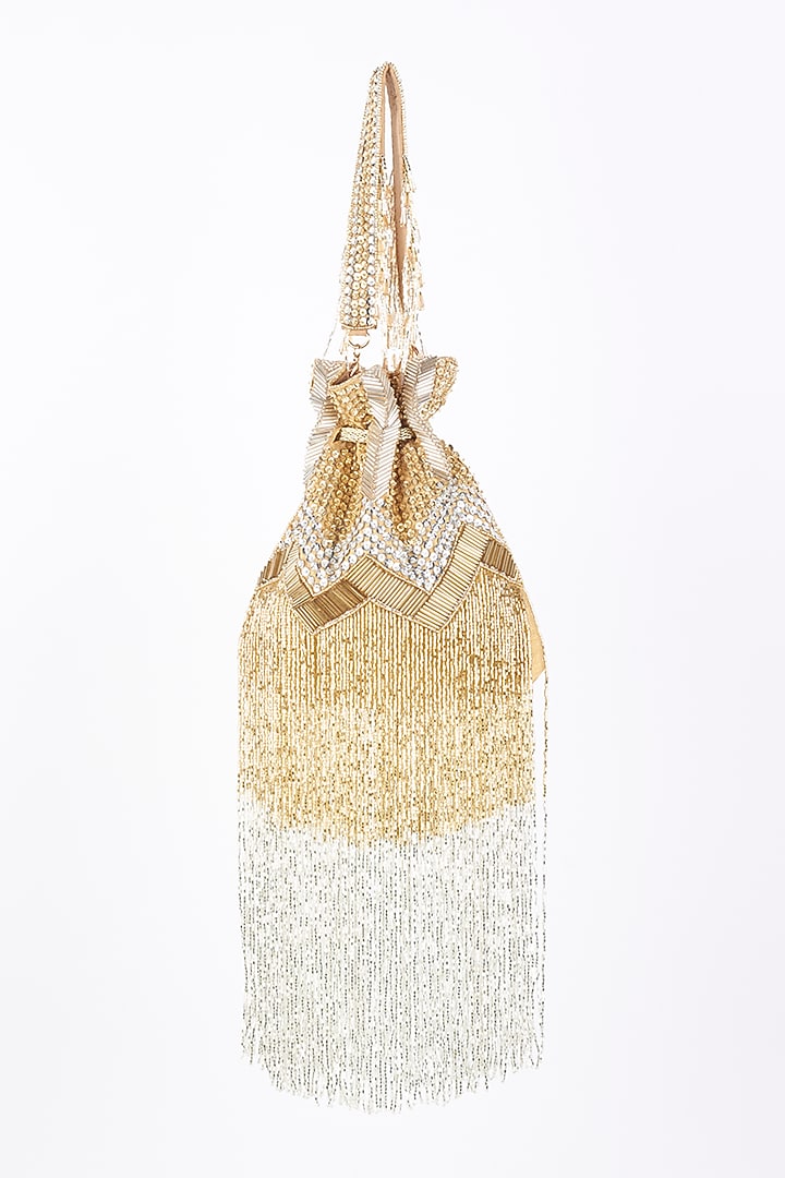 Gold & Silver Velvet Embroidered Potli by Nayaab by Sonia at Pernia's Pop Up Shop