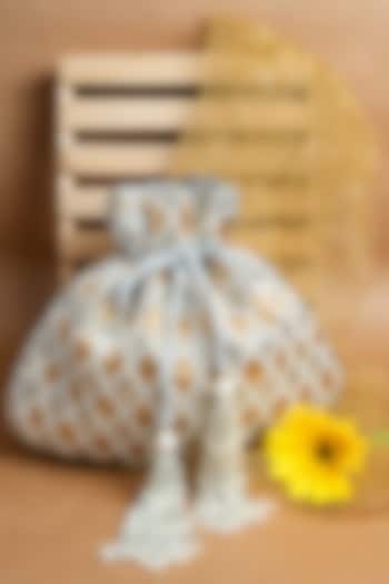 Silver & Gold Shaded Suede Pearl Work Potli by Nayaab by Sonia at Pernia's Pop Up Shop