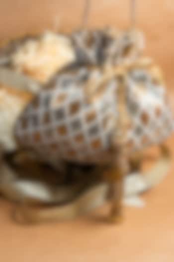 Silver & Gold Shaded Suede Pearl Work Potli by Nayaab by Sonia at Pernia's Pop Up Shop