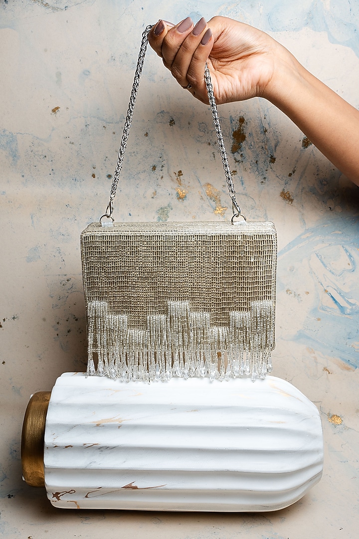 Silver Silk Salli Work Potli by Nayaab by Sonia at Pernia's Pop Up Shop