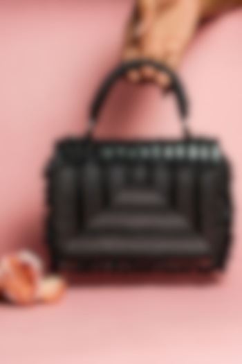 Black Silk Sequins Work Box Clutch by Nayaab by Sonia at Pernia's Pop Up Shop