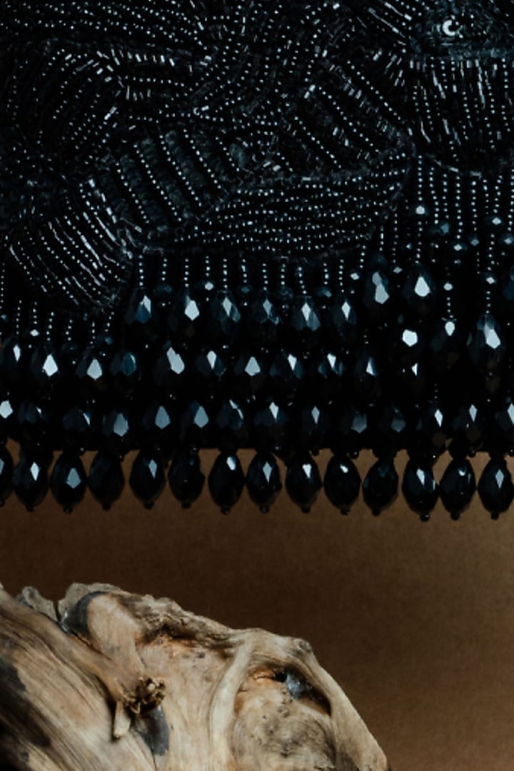Black Suede Bead Work Box Clutch by Nayaab by Sonia at Pernia's Pop Up Shop