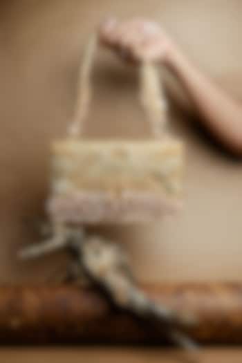 Gold Suede Bead Work Box Clutch by Nayaab by Sonia at Pernia's Pop Up Shop