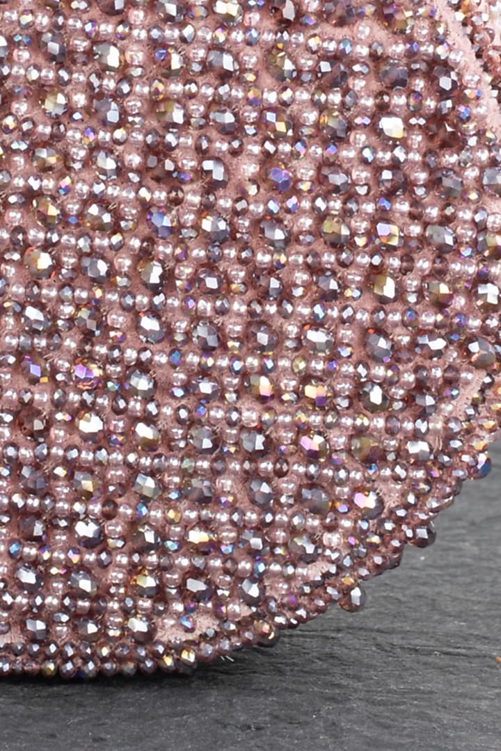 Mauve & Lilac Suede Bead Embroidered Clutch by Nayaab by Sonia at Pernia's Pop Up Shop