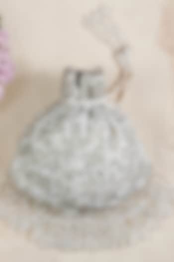 Silverish White Silk Sequins Embroidered Potli by Nayaab by Sonia at Pernia's Pop Up Shop