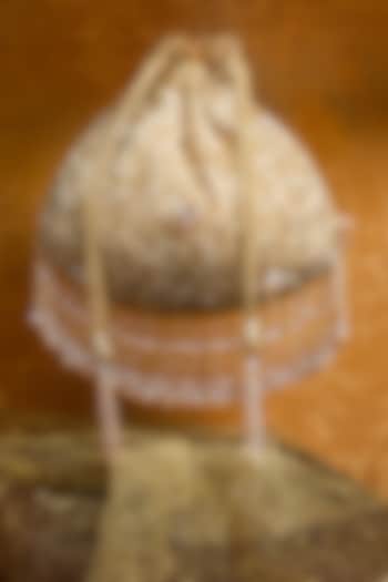 Gold Silk Sequins Embroidered Potli by Nayaab by Sonia at Pernia's Pop Up Shop