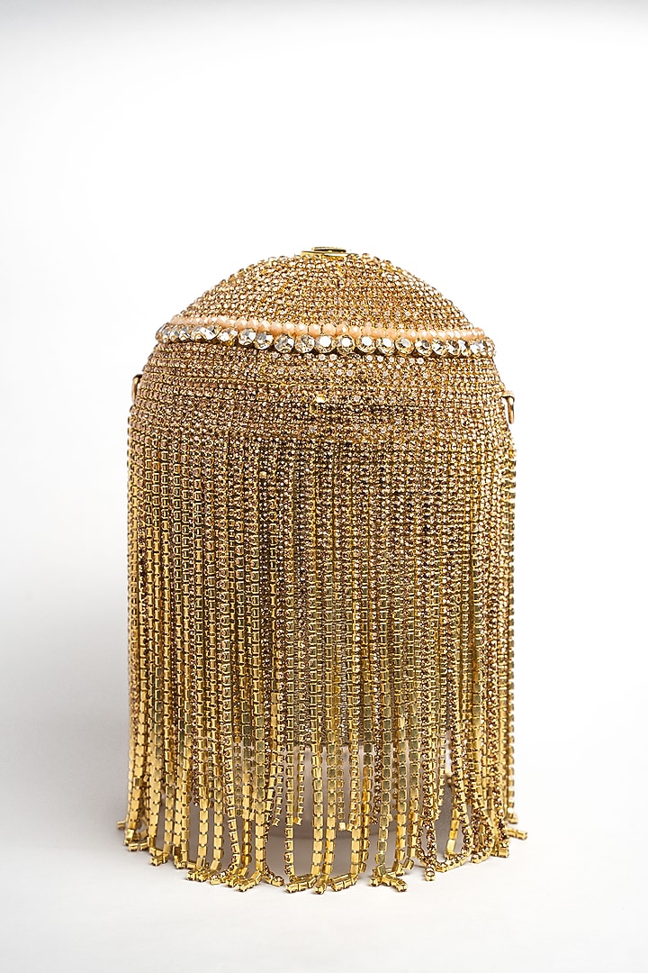 Gold Silk Diamante Work Potli by Nayaab by Sonia at Pernia's Pop Up Shop