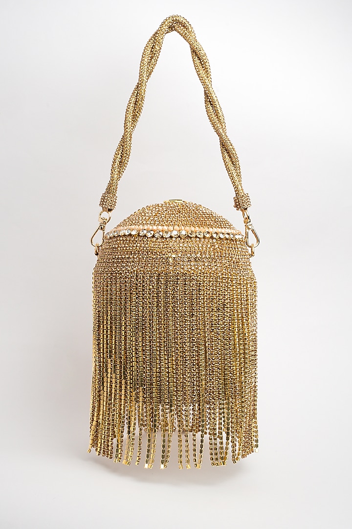 Gold Silk Diamante Work Potli by Nayaab by Sonia at Pernia's Pop Up Shop