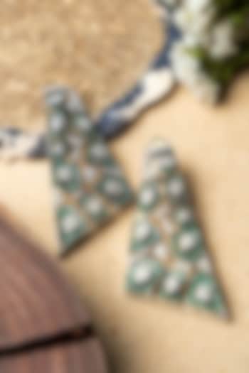 Black Rhodium Finish Moissanite Polki & Semi-Precious Stone Dangler Earrings by Nayaab by Sonia at Pernia's Pop Up Shop