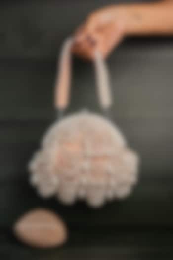 Pink Suede Pearl & Bead Work Potli by Nayaab by Sonia at Pernia's Pop Up Shop