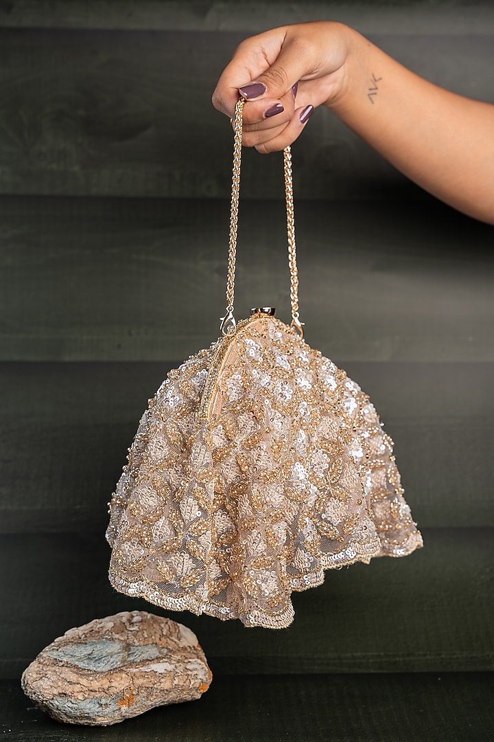 Gold Silk Thread Embellished Potli by Nayaab by Sonia at Pernia's Pop Up Shop