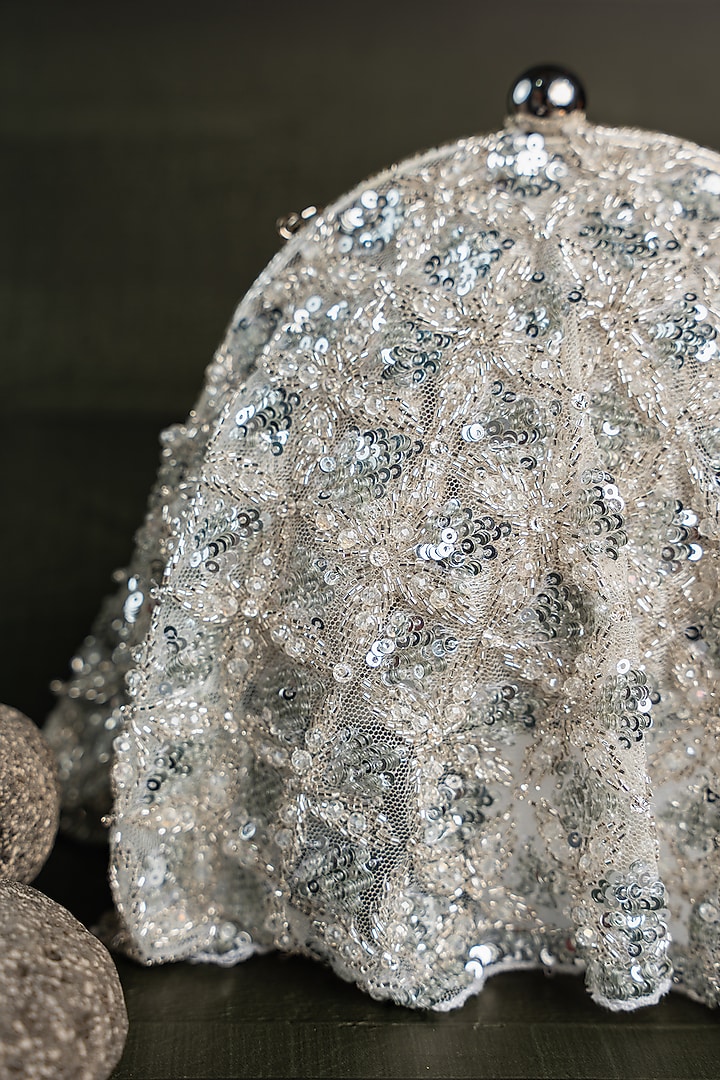 Silver Silk Thread Embellished Potli by Nayaab by Sonia at Pernia's Pop Up Shop