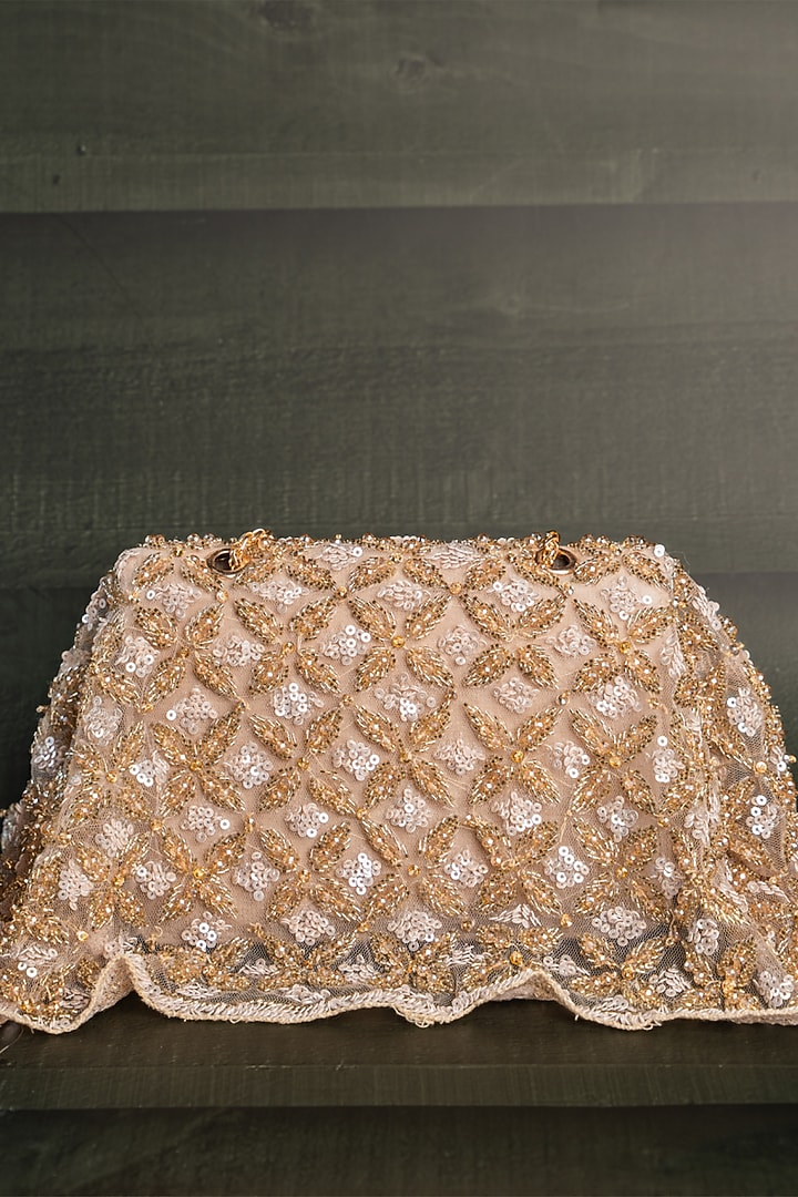 Gold Silk Thread Embellished Box-Shaped Bag by Nayaab by Sonia at Pernia's Pop Up Shop