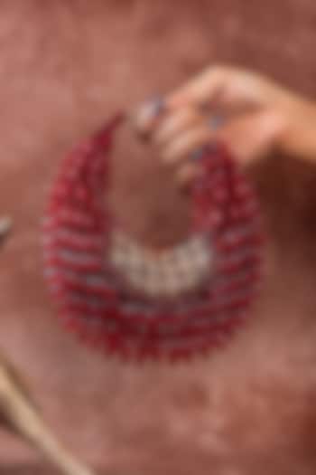 Maroon Suede Hand Embellished Handbag by Nayaab by Sonia at Pernia's Pop Up Shop