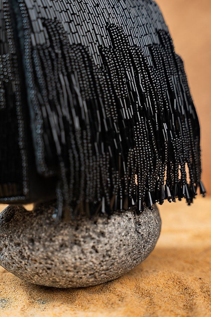 Black Silk Bugal Bead Work Mini Handbag by Nayaab by Sonia at Pernia's Pop Up Shop