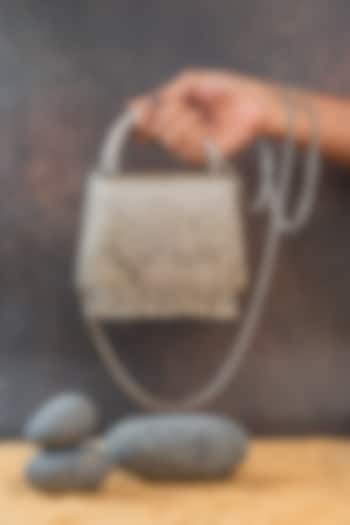 Silver Silk Bugal Beadwork Mini Handbag by Nayaab by Sonia at Pernia's Pop Up Shop