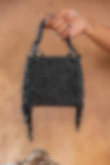 Black Silk Thread Embroidered Clutch by Nayaab by Sonia at Pernia's Pop Up Shop