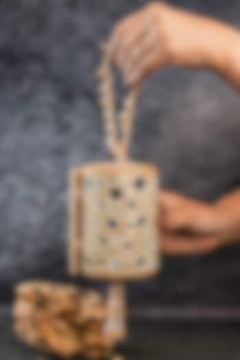 Gold Silk Mirror Work Potli Bag by Nayaab by Sonia at Pernia's Pop Up Shop