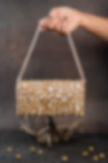 Gold Silk Floral Embellished Clutch by Nayaab by Sonia at Pernia's Pop Up Shop