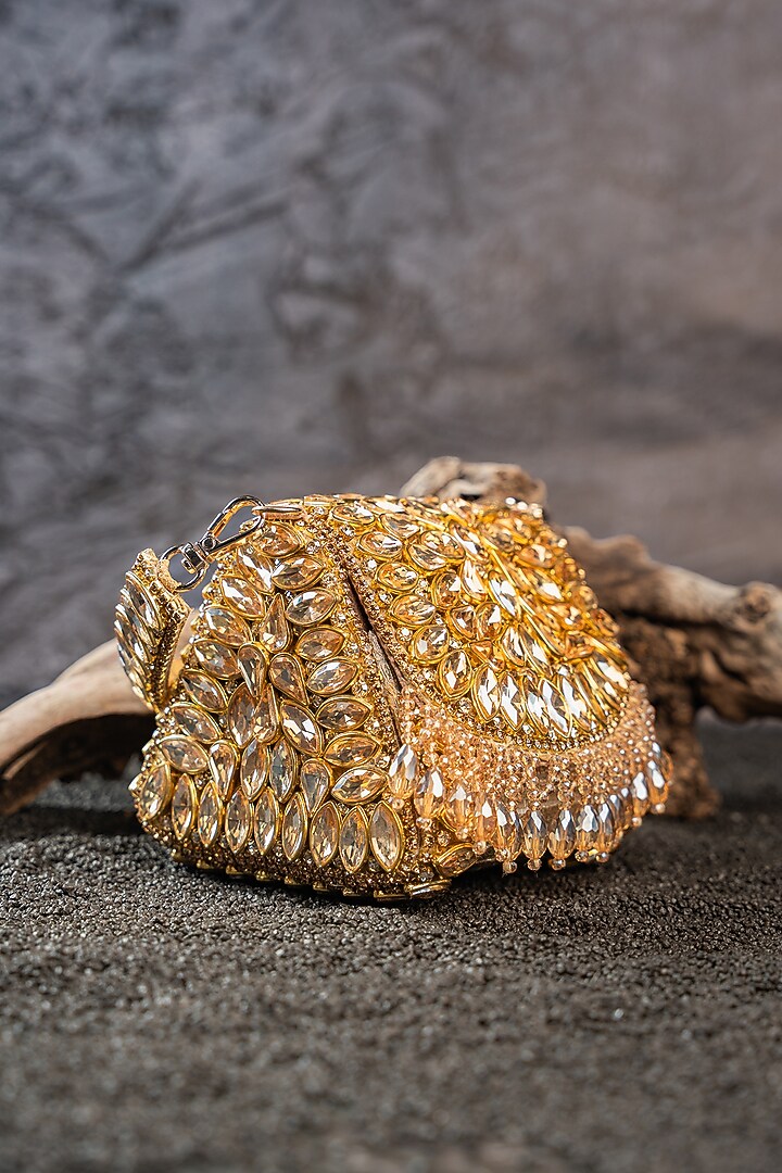 Gold Bead Embellished Clutch by Nayaab by Sonia at Pernia's Pop Up Shop