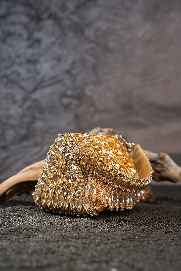 Gold Bead Embellished Clutch by Nayaab by Sonia at Pernia's Pop Up Shop