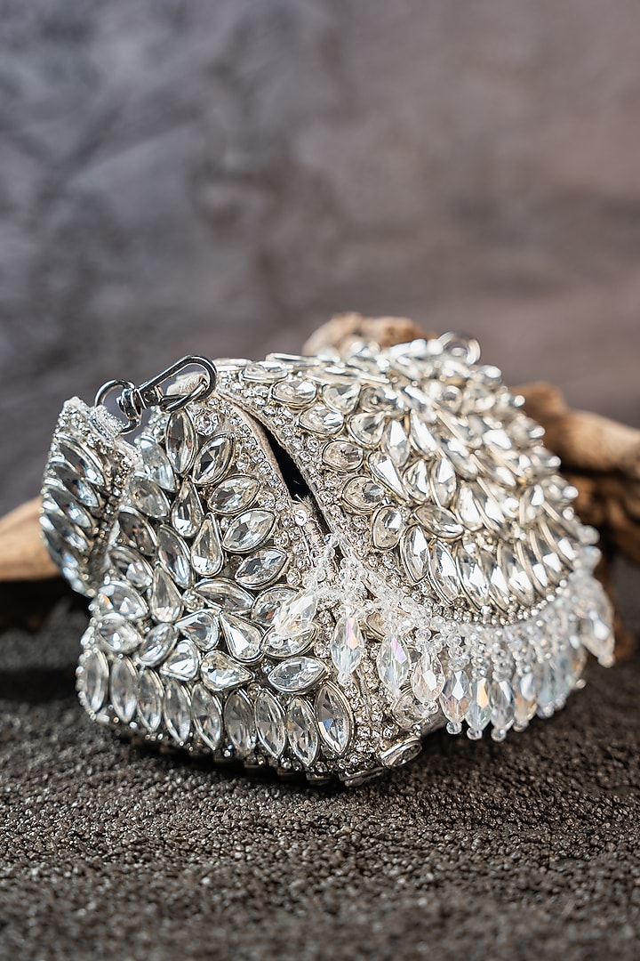 Silver Bead Embellished Clutch by Nayaab by Sonia at Pernia's Pop Up Shop