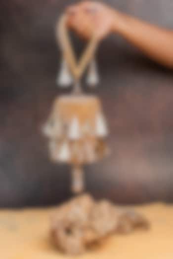 Gold Velvet Mirror Work Cylindrical Bag by Nayaab by Sonia at Pernia's Pop Up Shop