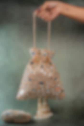 Gold Silk Mirror Embellished Potli by Nayaab by Sonia at Pernia's Pop Up Shop