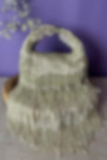 Silver Silk Tassel & Salli Embroidered Handbag by Nayaab by Sonia