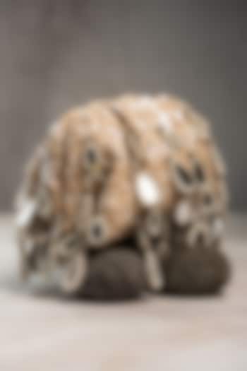 Off-White Silk Mirror Work Clutch by Nayaab by Sonia at Pernia's Pop Up Shop