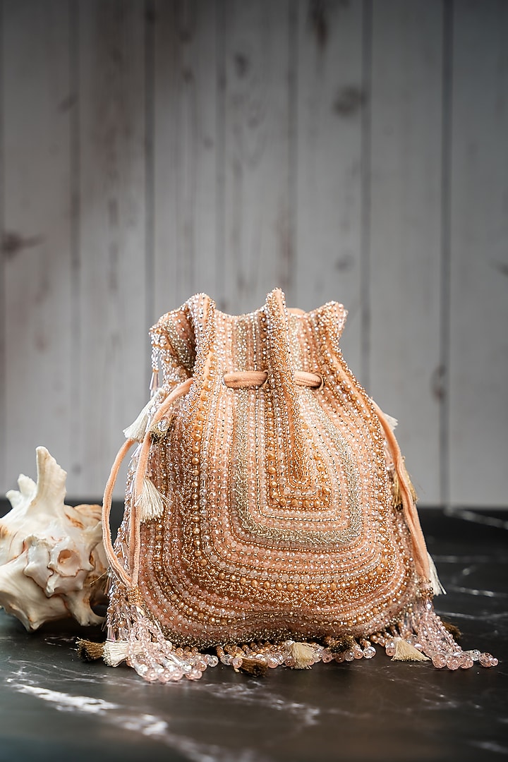 Pink Silk Bead Work Potli by Nayaab by Sonia at Pernia's Pop Up Shop