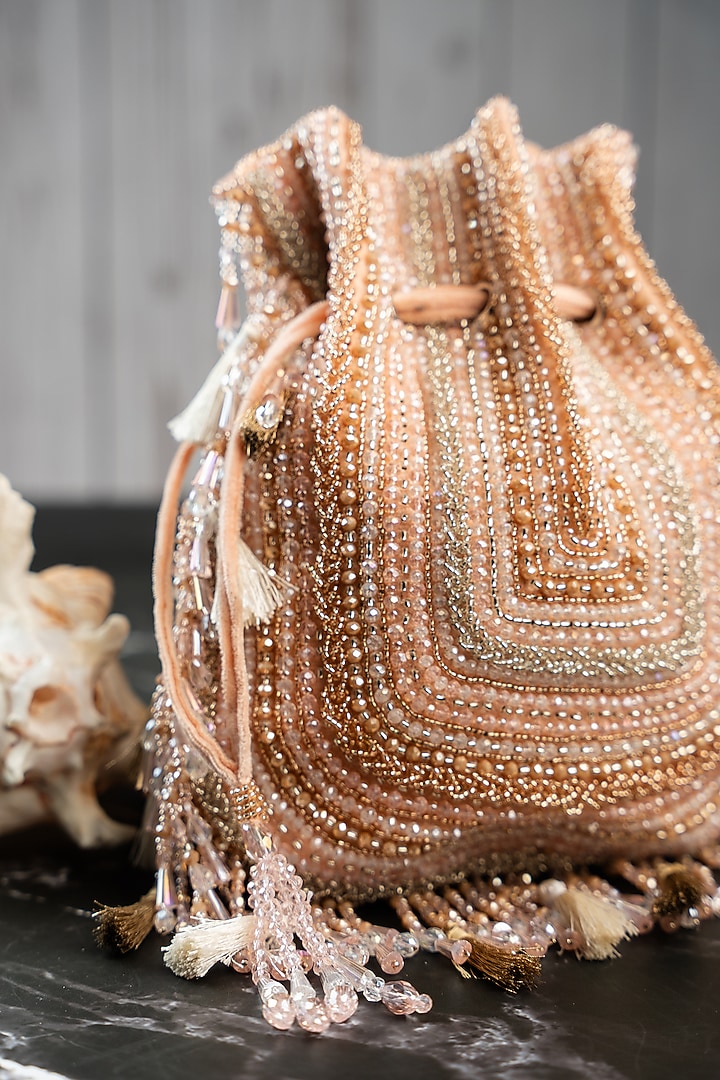 Pink Silk Bead Work Potli by Nayaab by Sonia at Pernia's Pop Up Shop