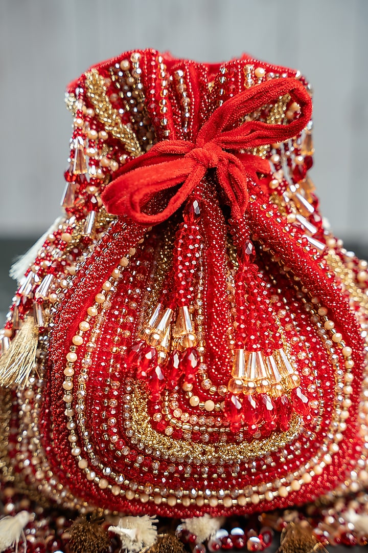 Maroon Silk Bead Work Potli by Nayaab by Sonia at Pernia's Pop Up Shop