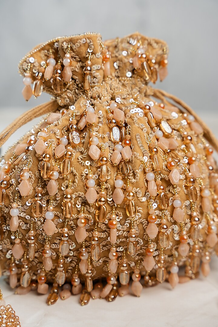 Gold Silk Bead Work Potli by Nayaab by Sonia at Pernia's Pop Up Shop