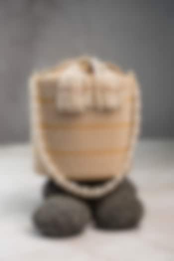 Cream & Gold Silk Bead Work Potli by Nayaab by Sonia at Pernia's Pop Up Shop